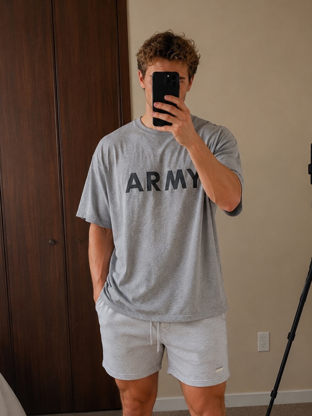 US Army Gray Graphic T-Shirt XXL Military Training Tee Oversized Cotton